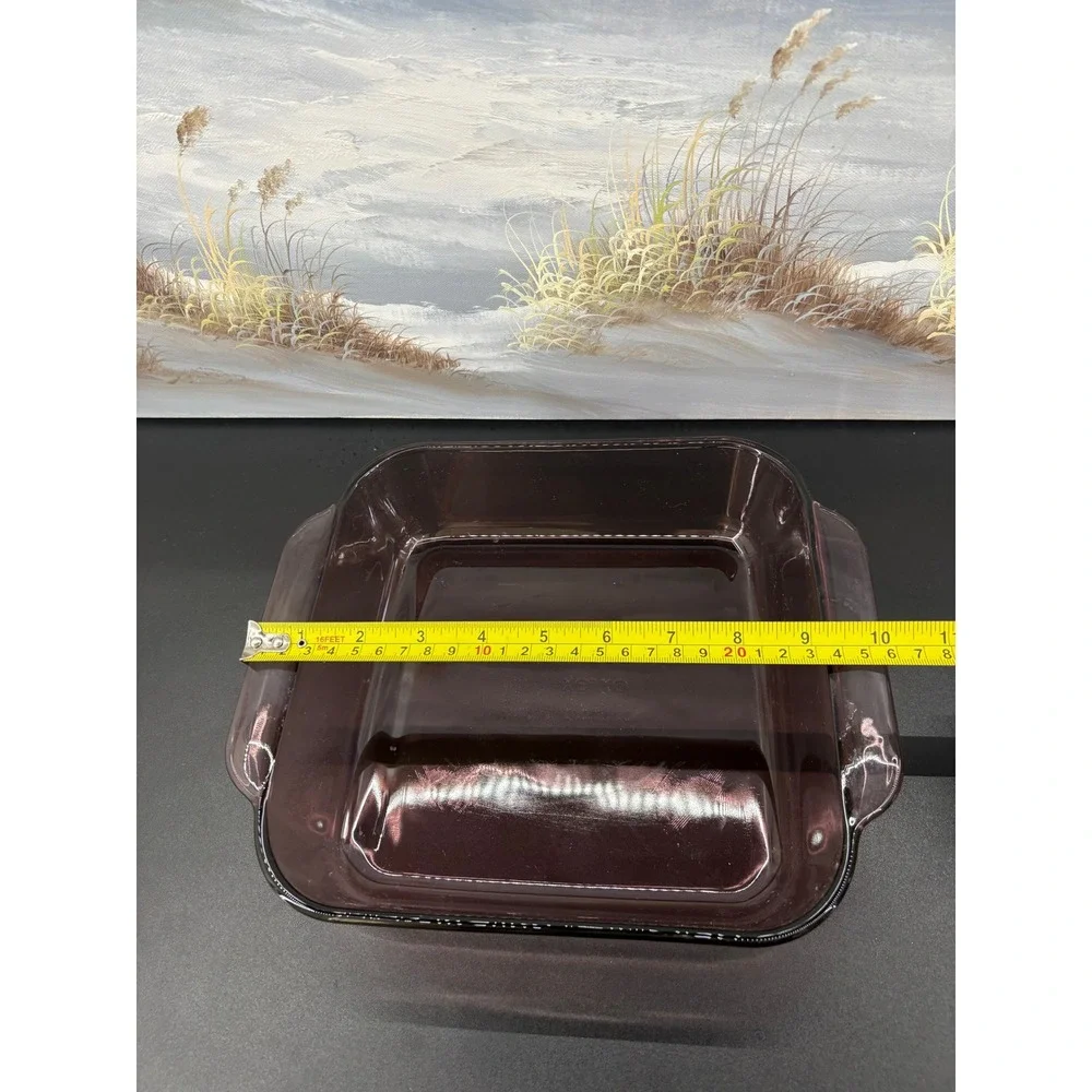 Pyrex Fireside 222-N Square Baking Dish 8x8x2 Smoked Amethyst Purple Glass Oven